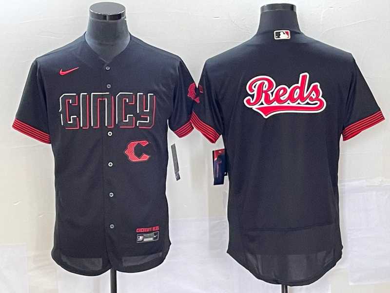 Men%27s Cincinnati Reds Blank Black 2023 City Connect Flex Base Stitched Jerseys->cincinnati reds->MLB Jersey